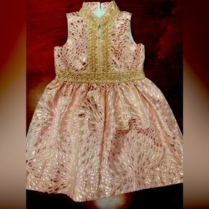Lilly Pulitzer Girls Mini Franci dress Pink Gold Jacquard size 6